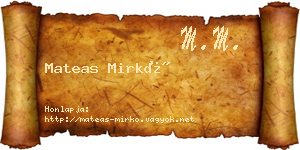 Mateas Mirkó névjegykártya